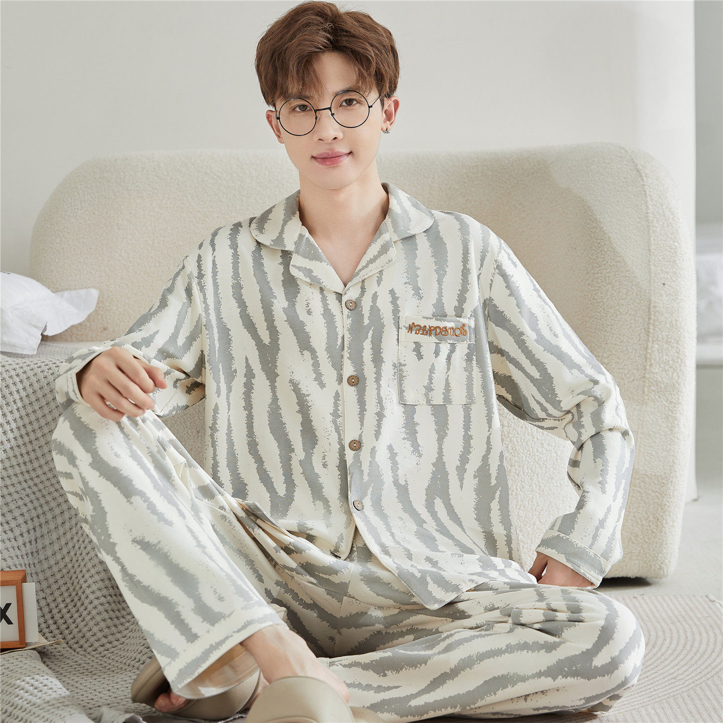 青少年睡衣男孩12岁长袖纯棉15初中学生男童中大童家居服两件套装