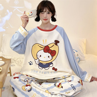 2026年新款睡衣女春秋季长袖纯棉大童女孩学生可爱卡通家居服套装