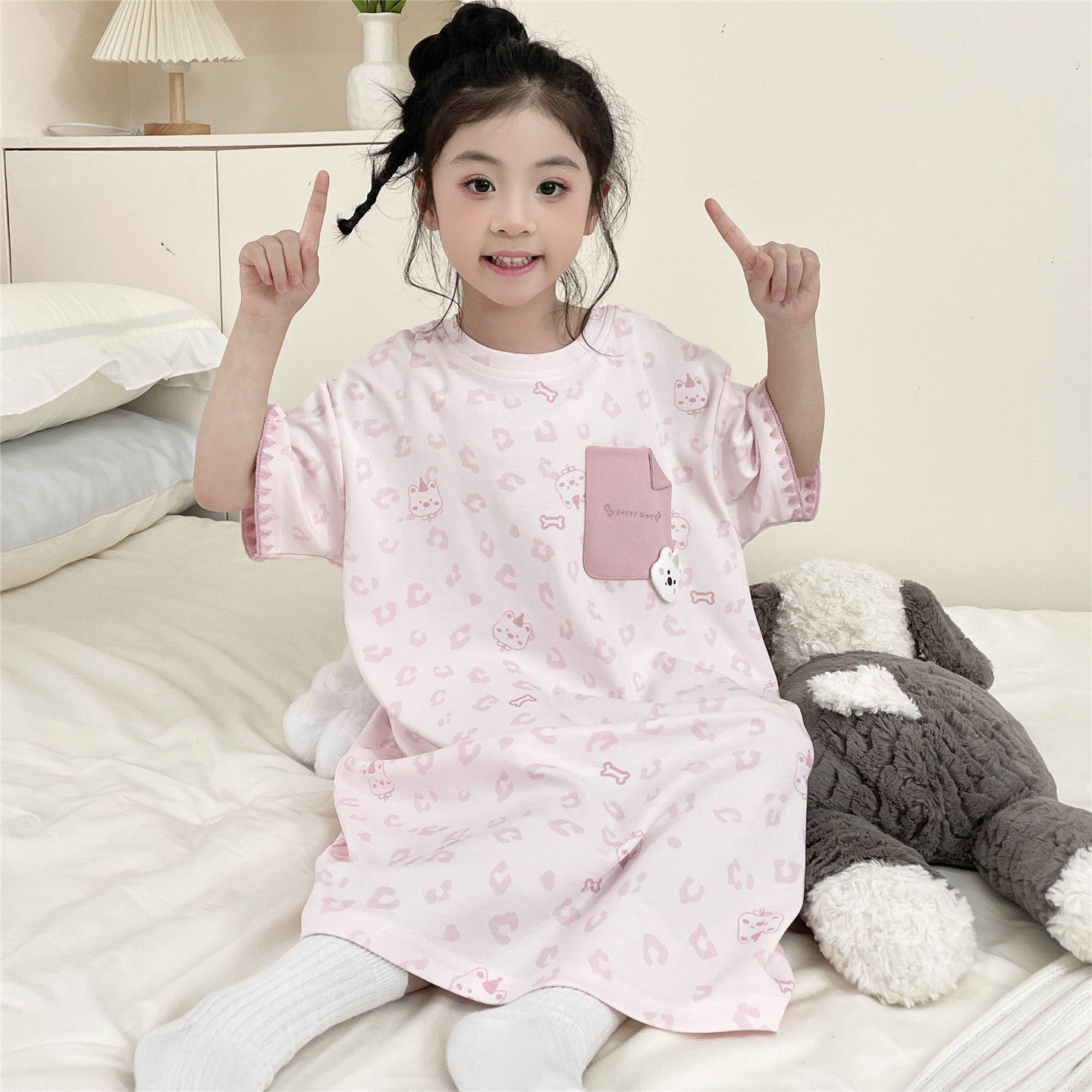 儿童睡衣女童睡裙夏季薄款纯棉短袖12岁中大童女孩15公主风家居服