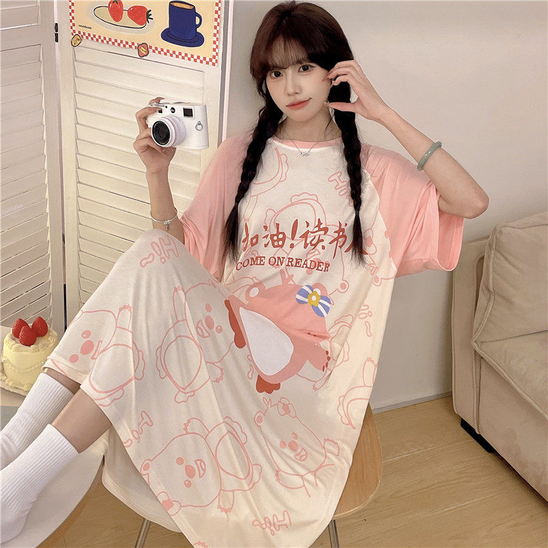 大童睡衣女孩夏季短袖薄款莫代尔少女初中学生10-12-13岁女生睡裙