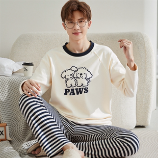 2026新款海岛绒睡衣男秋冬季加厚加绒青少年学生珊瑚绒家居服套装