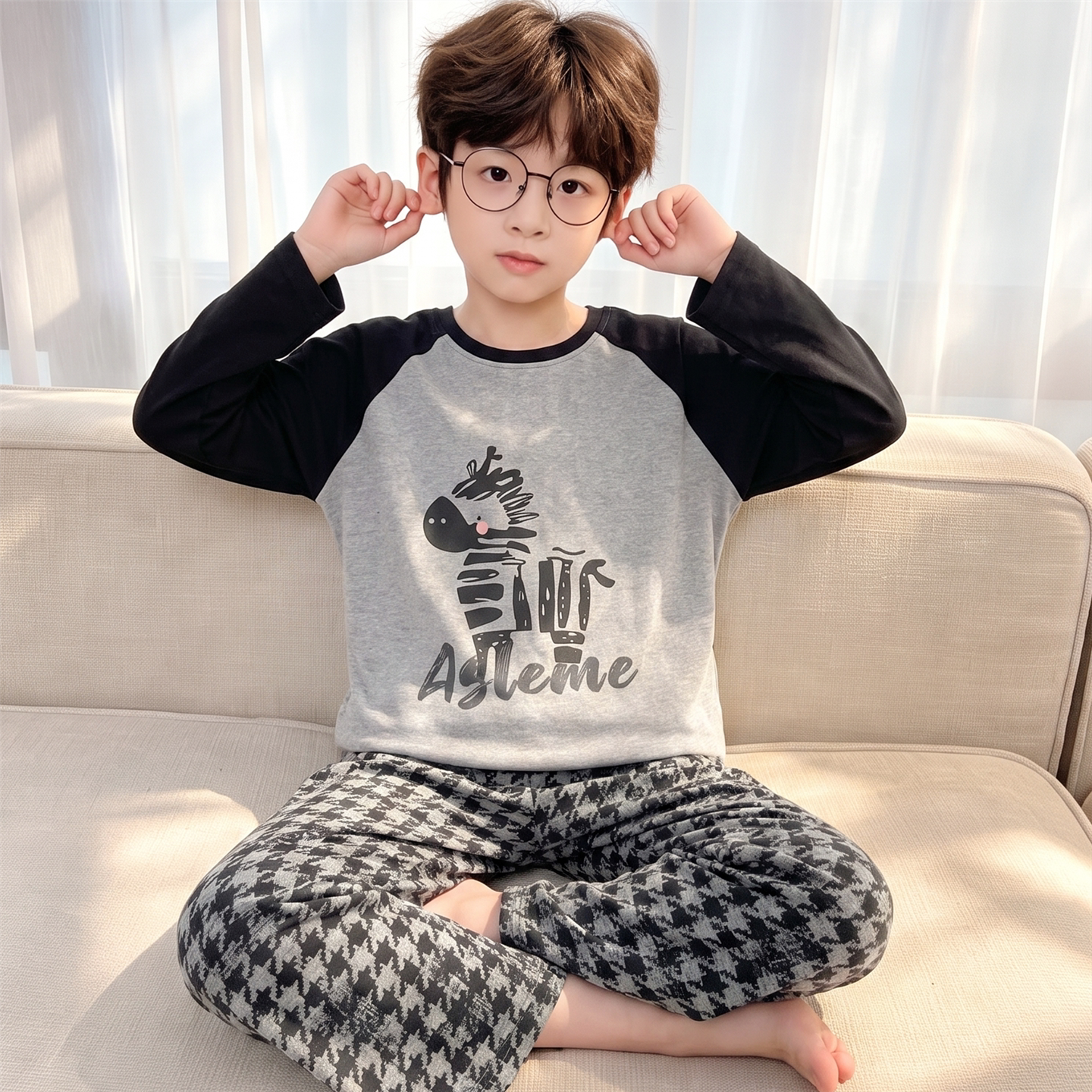 男生睡衣秋季新款长袖纯棉儿童中大童青少年加大码全棉家居服套装
