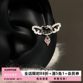 Pink Daily可爱小翅膀爆闪凯蒂kitty耳钉锆石kt猫耳骨钉钛钢耳饰