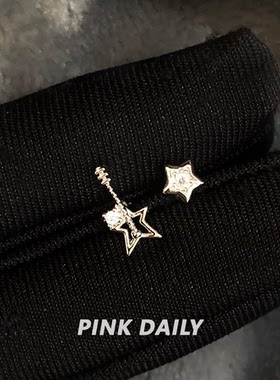 Pink Daily卡通搞怪吉他星星钛钢耳钉女精致小巧耳骨钉设计感耳饰