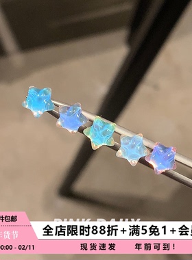 Pink Daily果冻彩色星星耳骨钉医用钛钢五角星耳蜗钉睡觉免摘耳饰