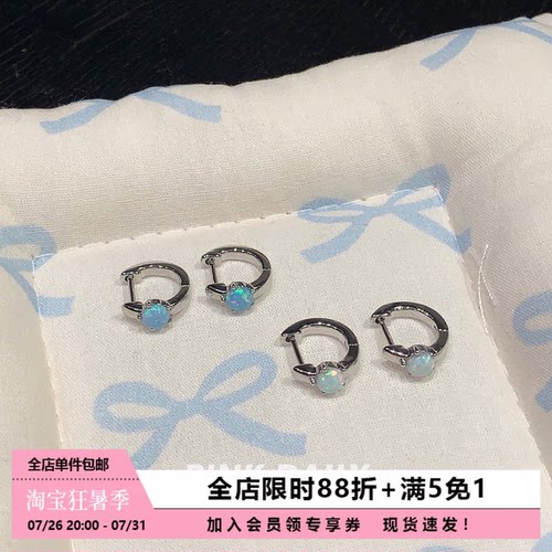 欧泊石直针耳钉医用钛钢养耳洞