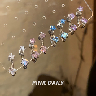 【特价款】超闪星星锆石后挂式钛钢耳钉女设计感小众高级感耳饰