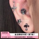 Pink Daily暗黑风复古十字架钛钢耳钉女黑色爱心耳骨钉高级感耳饰