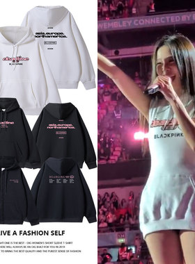 BLACKPINK欧洲巡回演唱会DEADLINE周边同款卫衣服拉链套头连帽衫