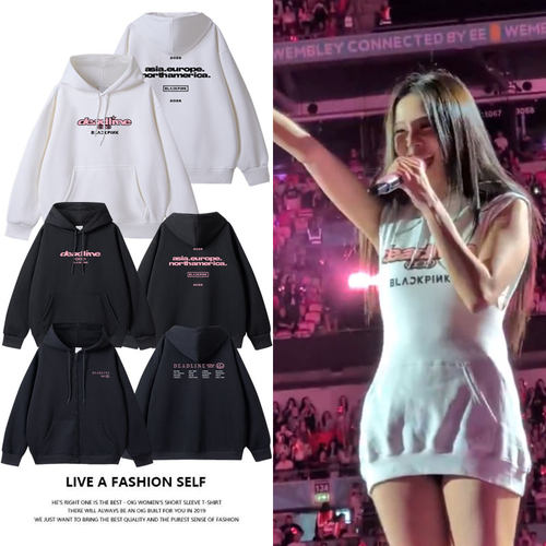 BLACKPINK欧洲巡回演唱会DEADLINE周边同款卫衣服拉链套头连帽衫
