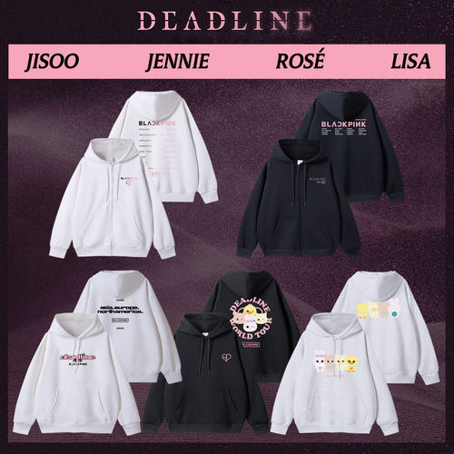 BLACKPINK粉墨DEADLINE演唱会高雄场快闪周边同款卫衣服印花帽衫