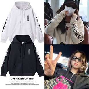 BLACKPINK金智秀同款卫衣JISOO衣服印花拉链连帽开衫春秋冬季外套