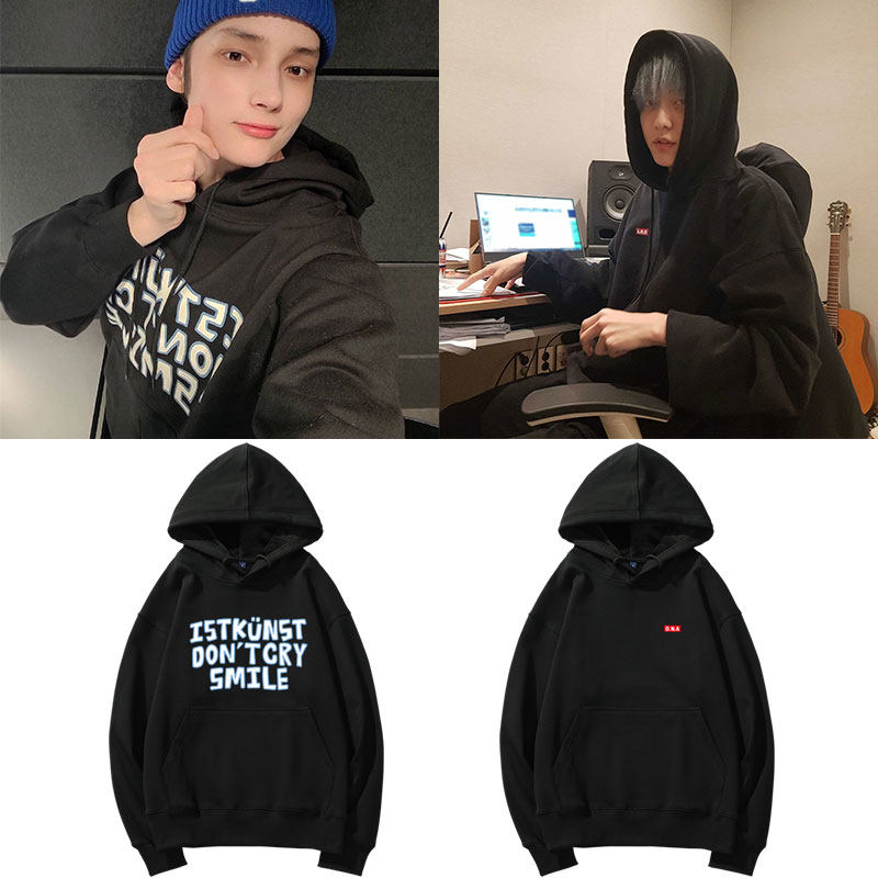 TXT休宁凯崔秀彬同款卫衣服宽松字母印花简约韩版套头加绒薄款