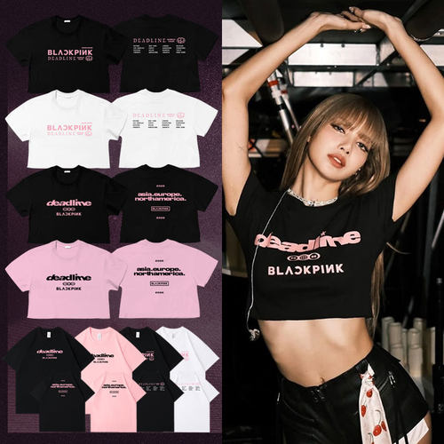 BLACKPINK北美欧洲演唱会DEADLINE周边衣服LISA金智秀同款短袖T恤
