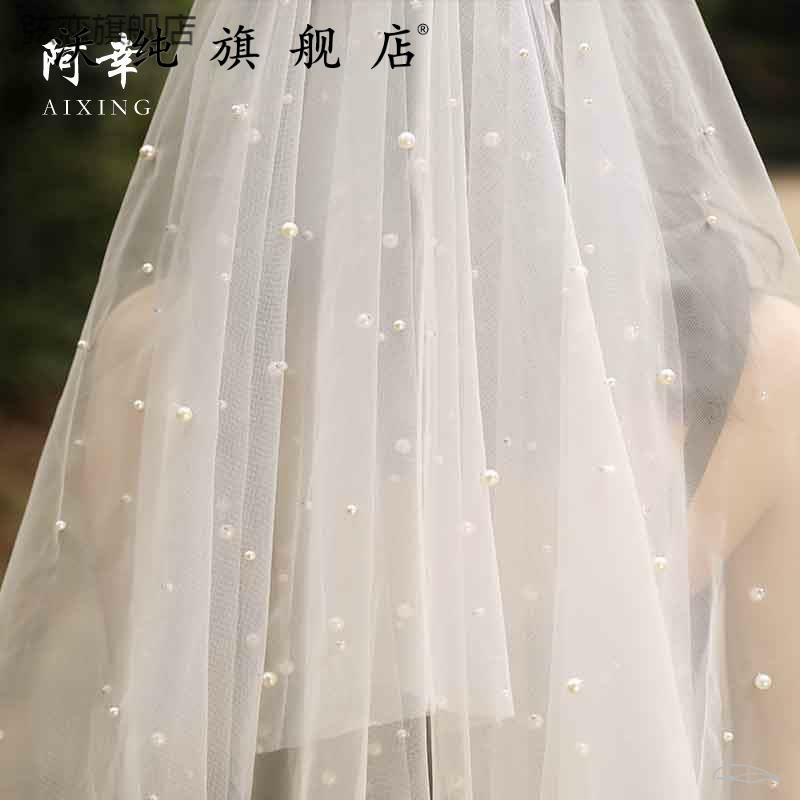 时尚单身派对新娘婚礼15珍珠头纱欧美新娘婚纱礼服配饰短款头纱ho
