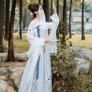 汉服女逍遥客传统汉服秋唐装齐胸襦裙古装改良清新淡雅日常