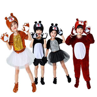 新款中性儿童三只小熊表演服装狗熊演出服幼儿卡通黑熊出没服装