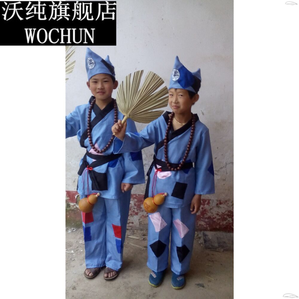 新款十一表演服学生活佛济公演出服叫花子乞丐服装小济公服装佛珠图片