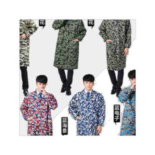 长袍厨师蓝大褂透气劳动大人防尘工作服男长款短袖中长款劳保夏季