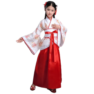 儿童古装女汉服唐装秦朝春秋战国三国贵妃服汉朝古代演出服装