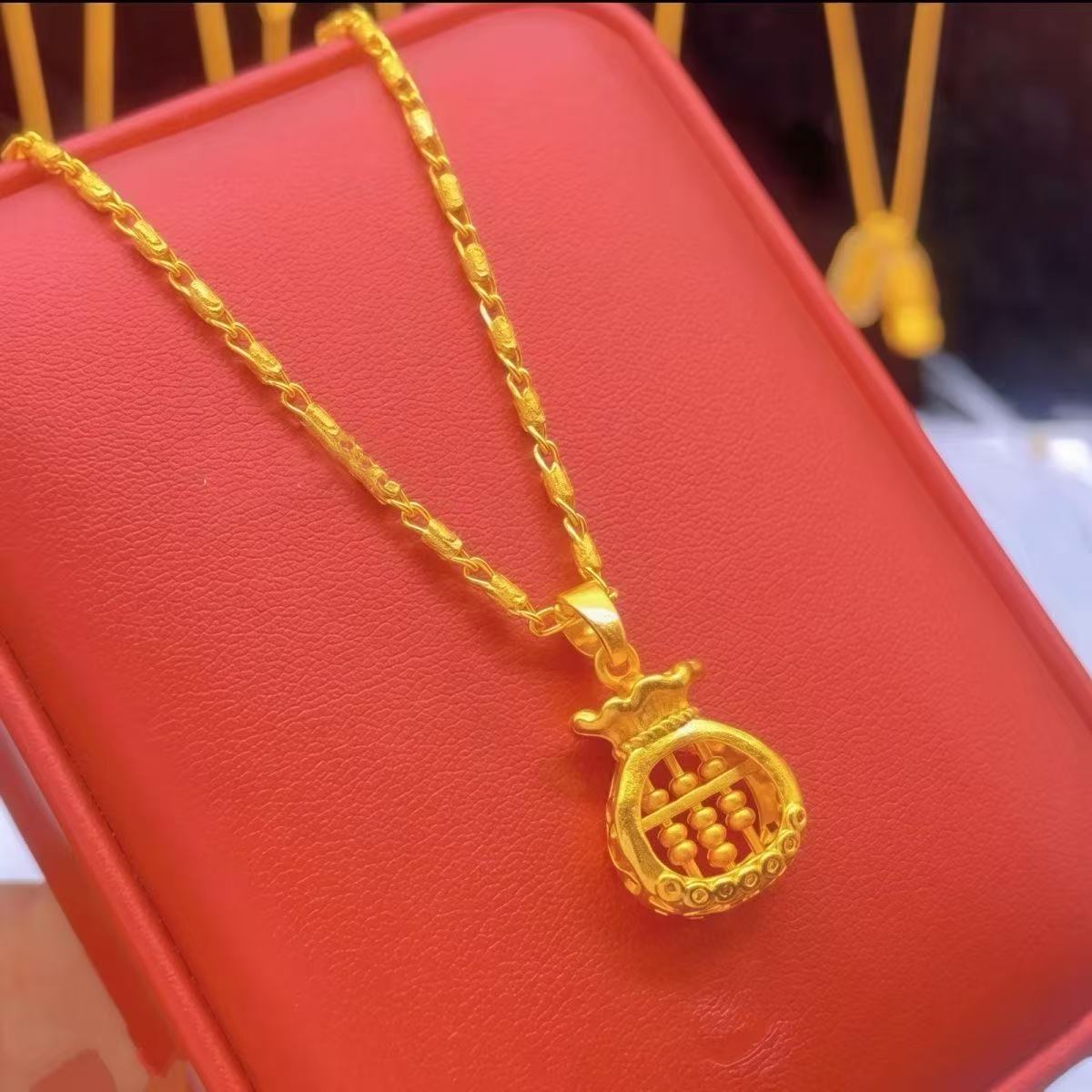 竹节链如意算盘项链迷你小算盘图片