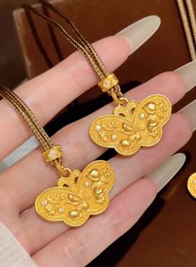 点钻金色庄周梦蝶项链毛衣链