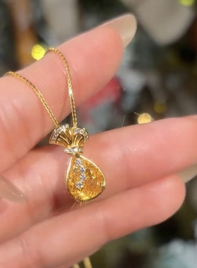 星光链秋冬新款黄色钱袋项链