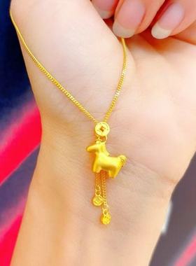 铜钱马上有钱吊坠项链锁骨链小众