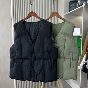 美式复古V领秋冬棉服马甲外套潮牌欧美街头加厚保暖背心坎肩男