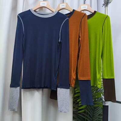 C3091/C3092/C3093  撞色接接袖口基础打底衫BXT610931C