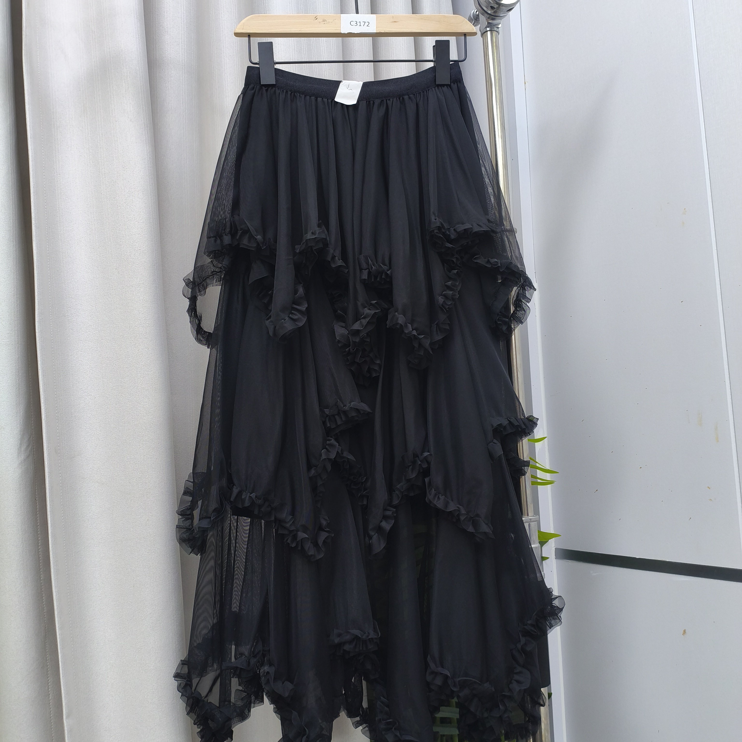 C3172松紧腰不规则叠层蛋糕纱裙BXT614858C