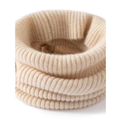 已质检100%纯山羊绒脖套男女坑条套头围脖保暖针织加厚假领子围巾