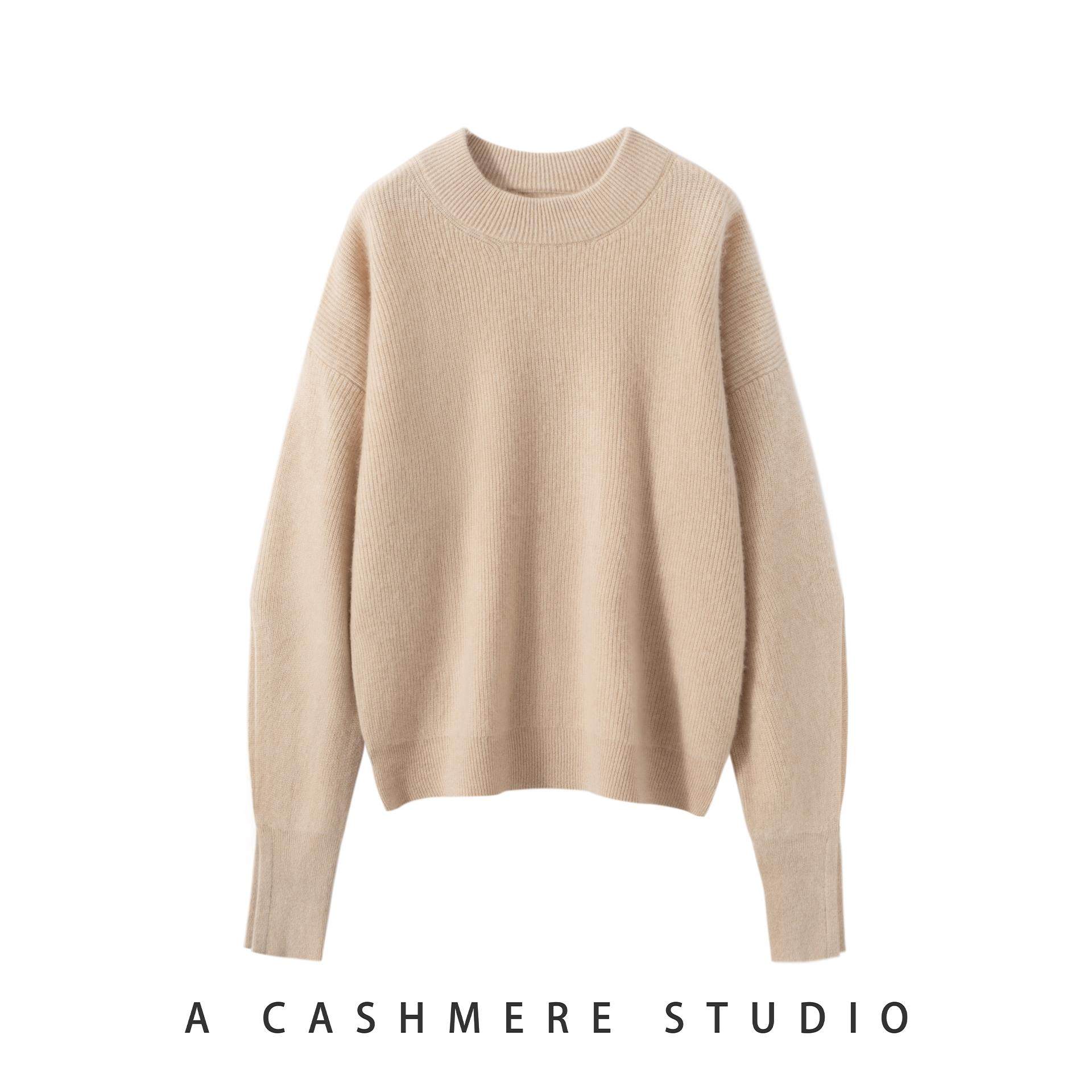 轻盈细腻！舒适半高领山羊绒衫女秋冬宽松简约百搭针织衫打底毛衣