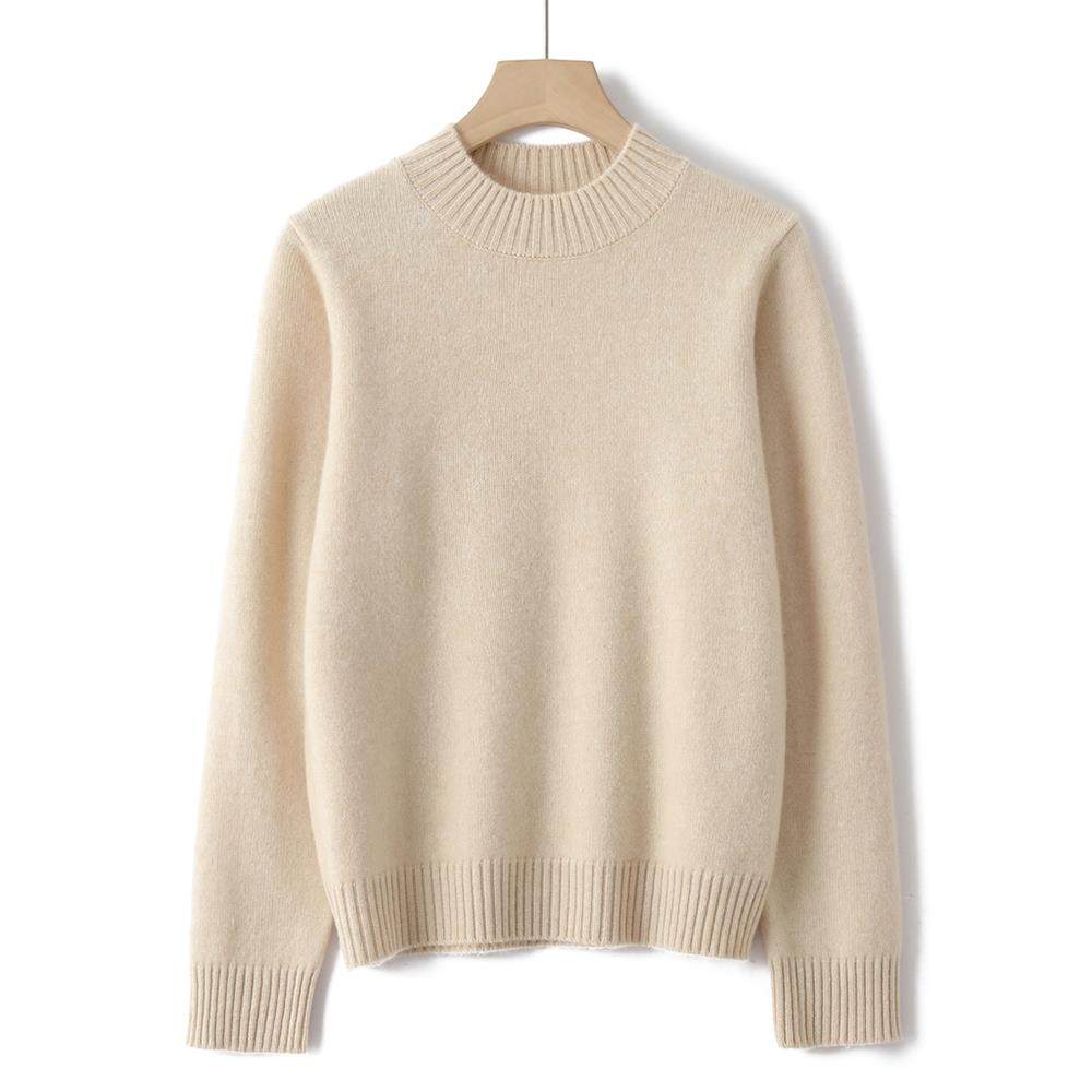 半高领山羊绒衫女宽松加厚毛衣秋冬2025新款纯色套头针织打底衫