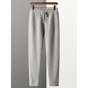 秋冬新款男士带兜羊绒裤外穿加厚纯羊绒针织休闲百搭保暖休闲长裤