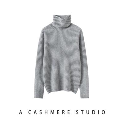 秋冬一线成衣100%纯山羊绒衫女高领加厚毛衣宽松套头针织打底衫女