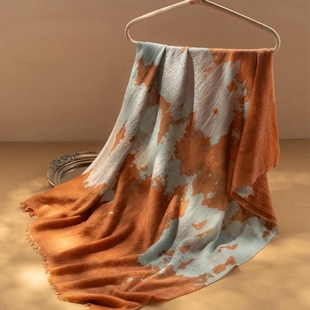 羊绒围巾女100%纯山羊绒秋冬新款时尚百搭保暖针织围脖印花披肩