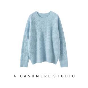 2025秋冬轻奢韩版圆领镂空100%纯山羊绒衫女宽松毛衣软糯打底衫女