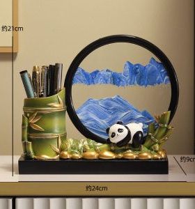 新款家居装饰沙漏摆件高级感摆台 客厅办公桌面收纳笔筒3D流沙画