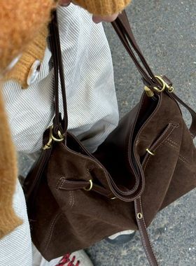 2025新款秋冬麂皮绒包包女大容量休闲单肩斜挎通勤托特包双肩背包