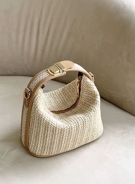 包包2024韩版夏季新款草编手提包时尚手拎包女包潮百搭单肩斜跨包