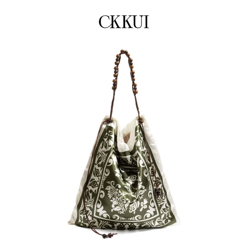 CKKUI 宋妍霏同款新中式印花丝巾包包双面用小众设计单肩包托特包
