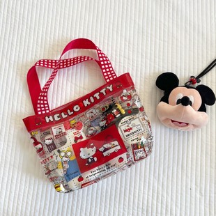 可爱KT卡通PVC手提包透明果冻包防水大容量游泳包便携旅行包学生