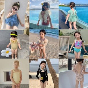 女童连体泳衣洋气儿童公主游泳衣小女孩长袖 清仓 防晒泳装 断码