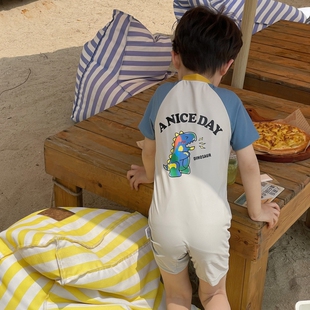 户外海边 中小童恐龙防晒泳装 儿童泳衣连体男童小童宝宝夏季 游泳裤