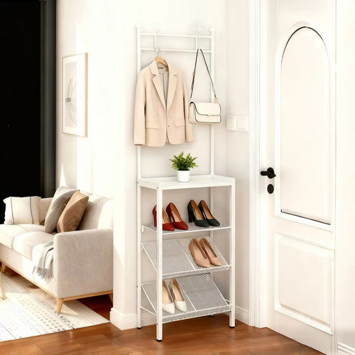 小户型玄关窄型鞋架挂衣架一体