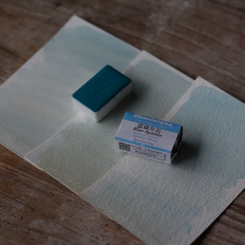 蓝磷灰石天然矿物水彩颜料多米尼格冰蓝色单一色粉淡雅固体水彩