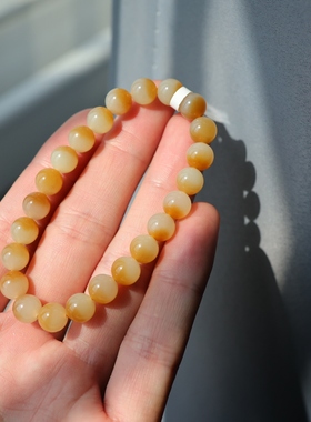 新疆和田玉且末糖白玉聚宝盆手串