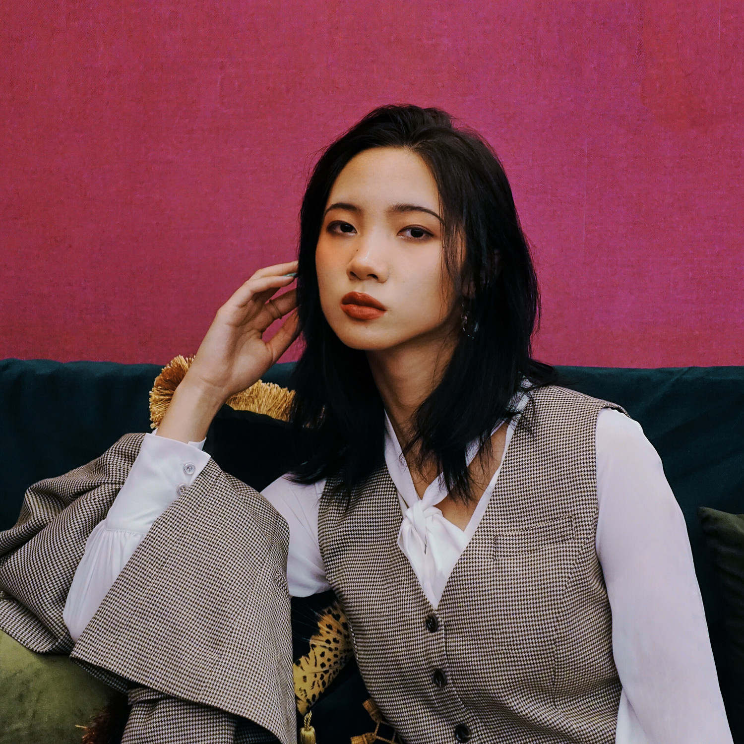吕小姐自制 马夹女2020秋季新款复古薄款千鸟格西装背心短款马甲|ruв категории Женская одежда, жилет - от Buy2taobao.com для оказания профессиональной услуги покупки агента Taobao