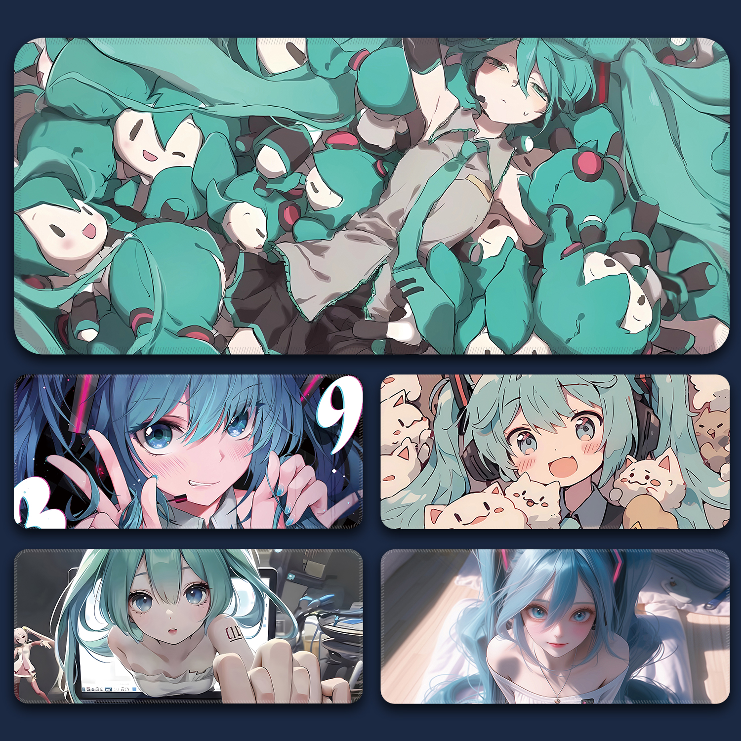 滑鼠垫超大初音未来电脑键盘垫动漫游戏周边滑鼠垫电竞专用桌垫